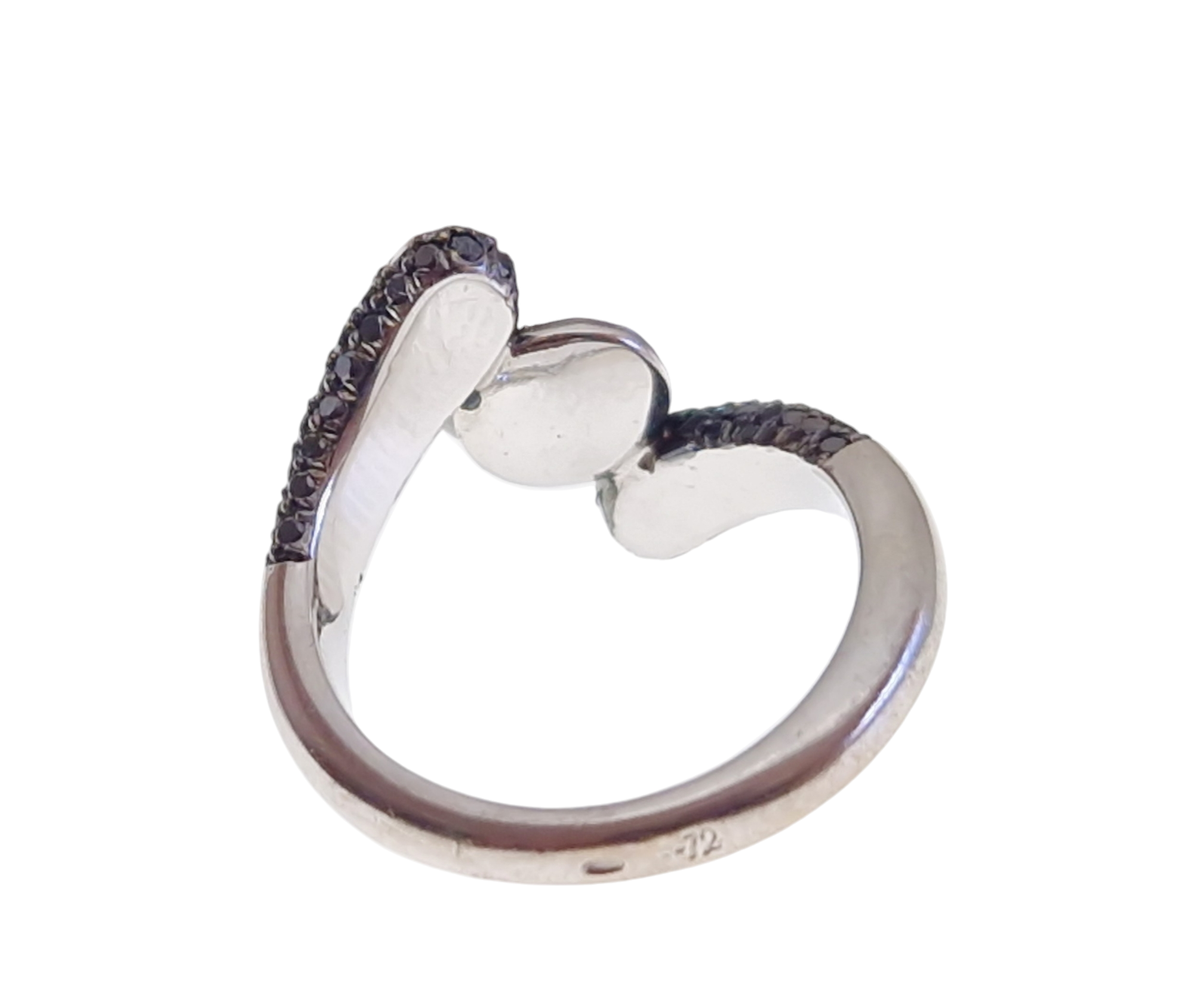 Anillo oro Blanco con diamantes negros y perla NEGRA - Imagen 3