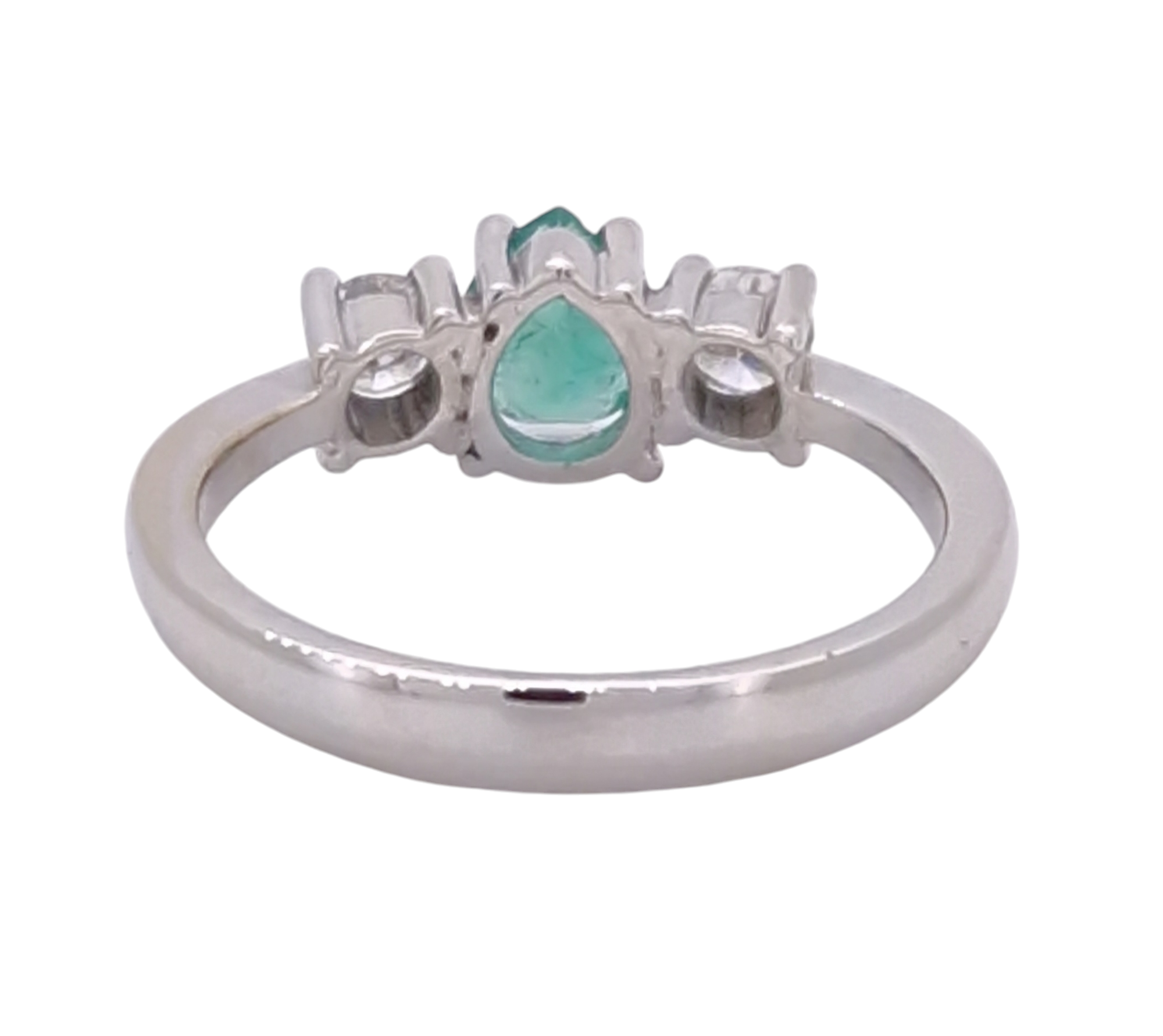 Anillo de Oro Blanco 18K con Esmeralda Colombiana Talla Lágrima y Diamantes – Alta Joyería Exclusiva - Imagen 2