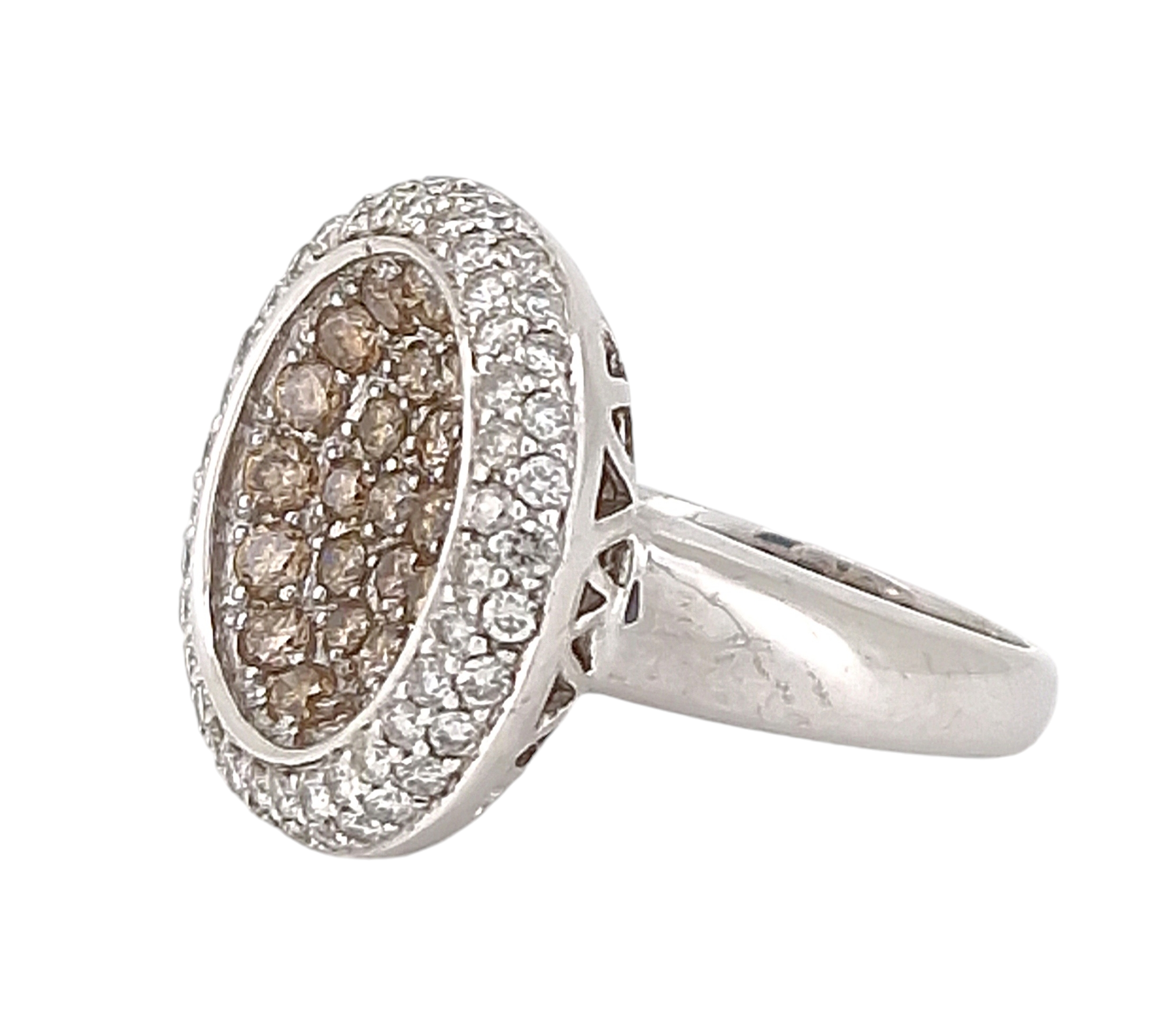 Anillo de Oro Blanco 18K con Diamantes Coñac y Blancos – Alta Joyería a Precio de Ocasión - Imagen 4