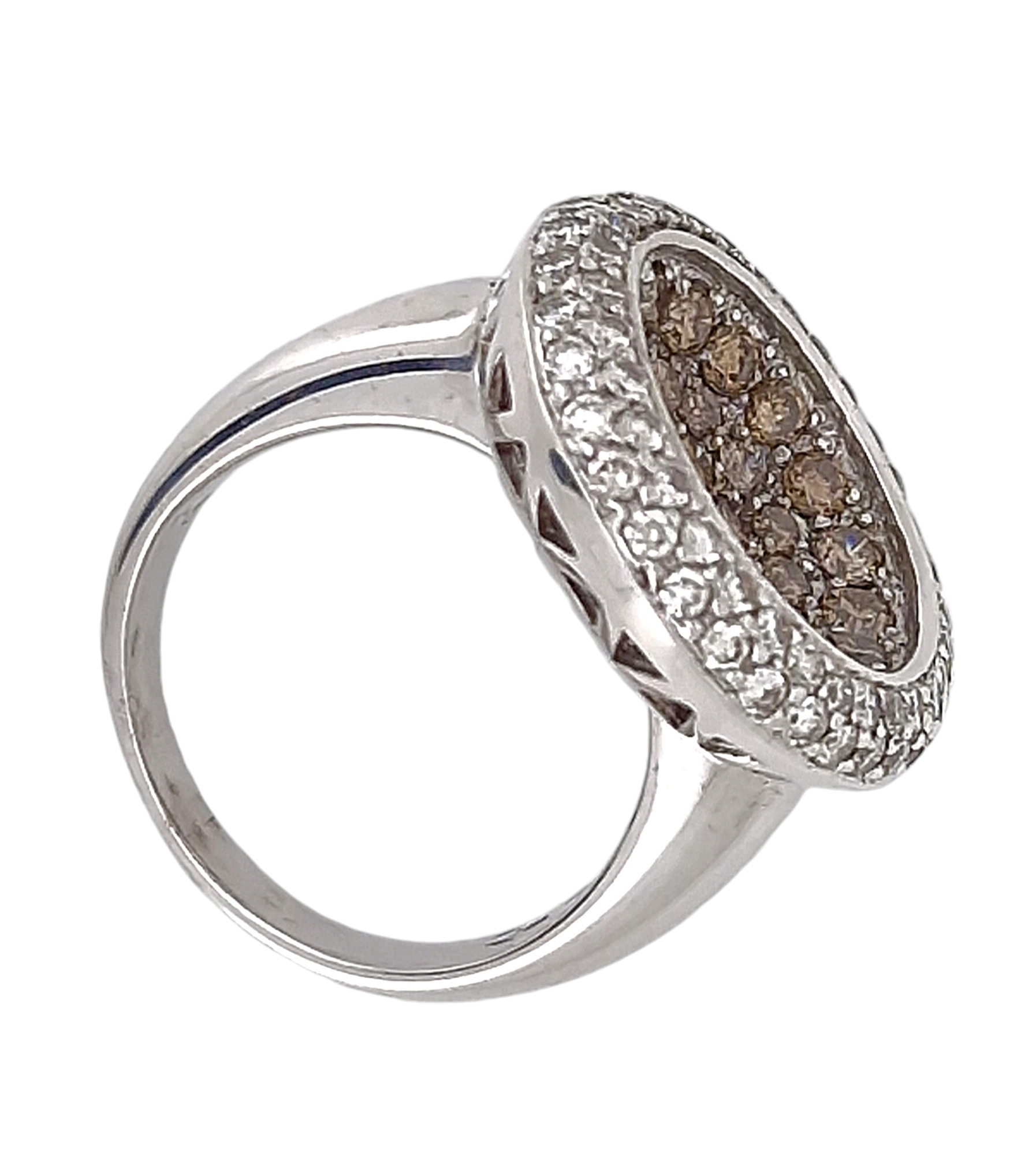 Anillo de Oro Blanco 18K con Diamantes Coñac y Blancos – Alta Joyería a Precio de Ocasión - Imagen 5