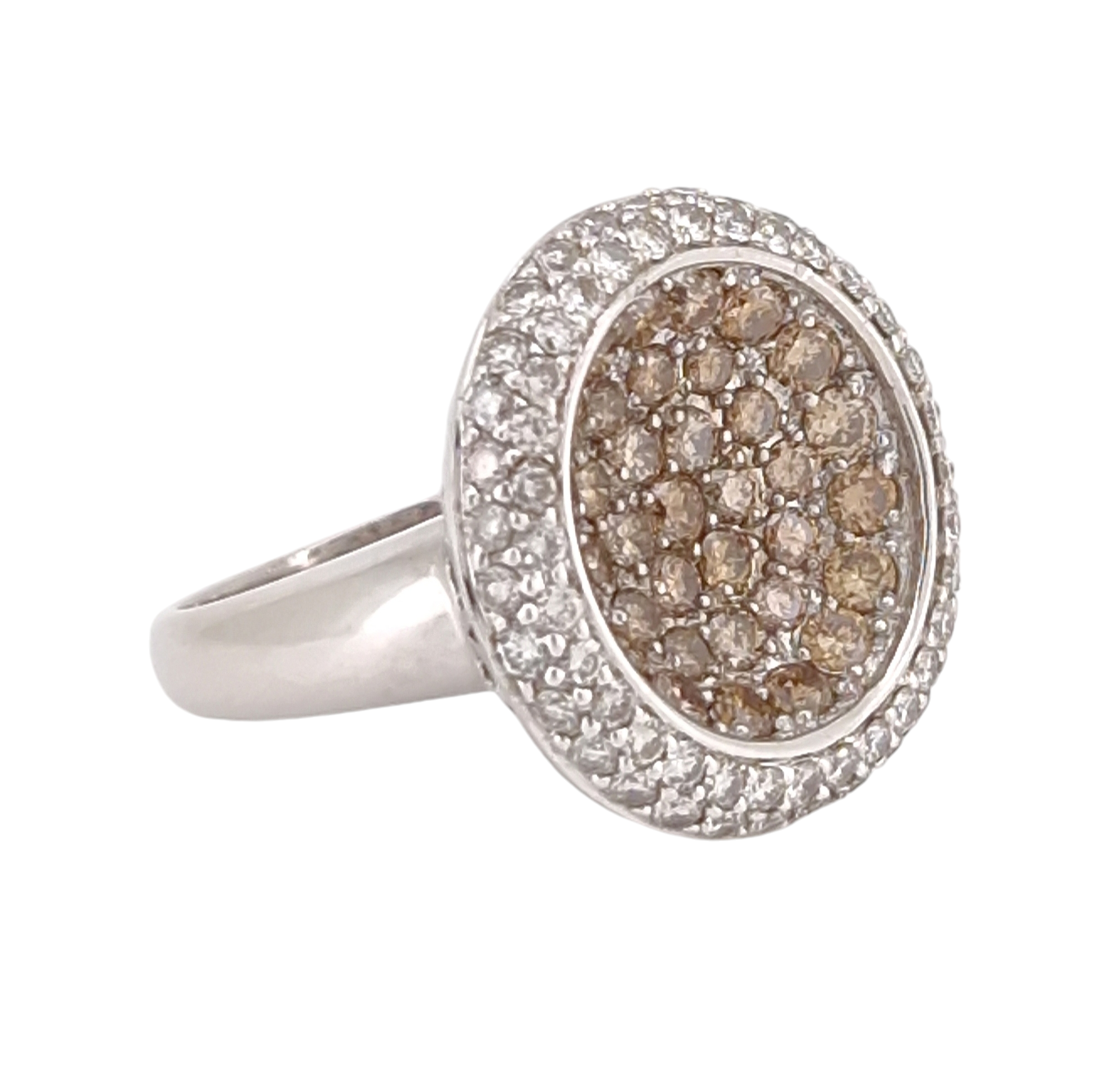 Anillo de Oro Blanco 18K con Diamantes Coñac y Blancos – Alta Joyería a Precio de Ocasión - Imagen 3