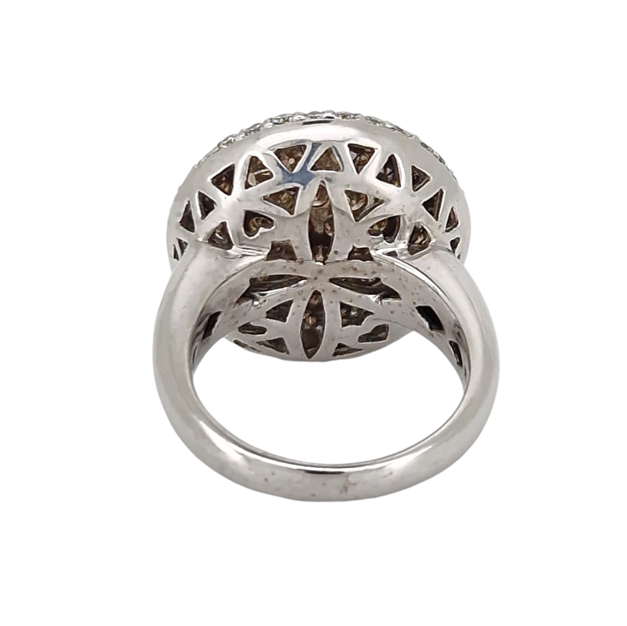 Anillo de Oro Blanco 18K con Diamantes Coñac y Blancos – Alta Joyería a Precio de Ocasión - Imagen 2