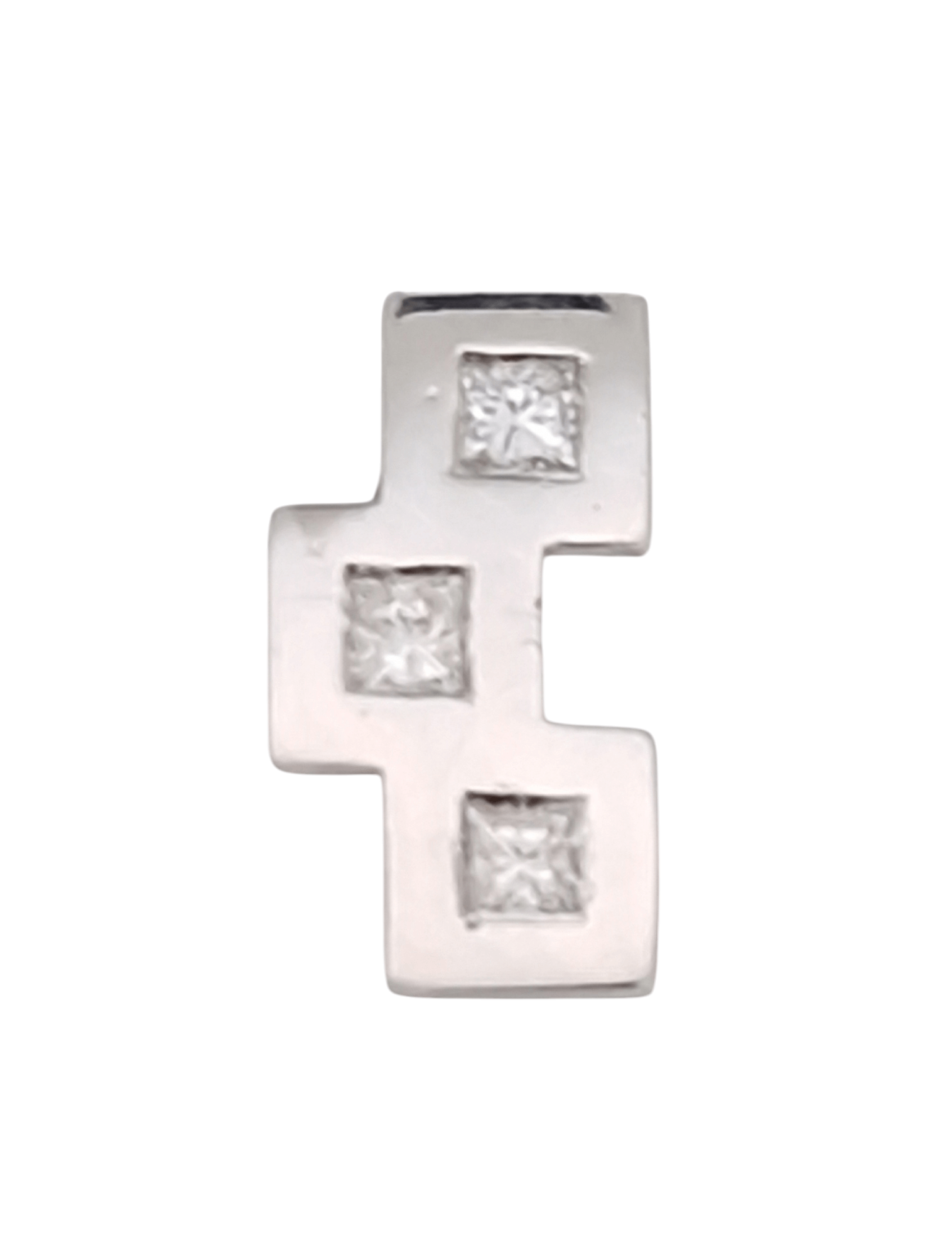 Colgante de Oro Blanco con Diamantes Princesa – Elegancia Luminosa - Imagen 5