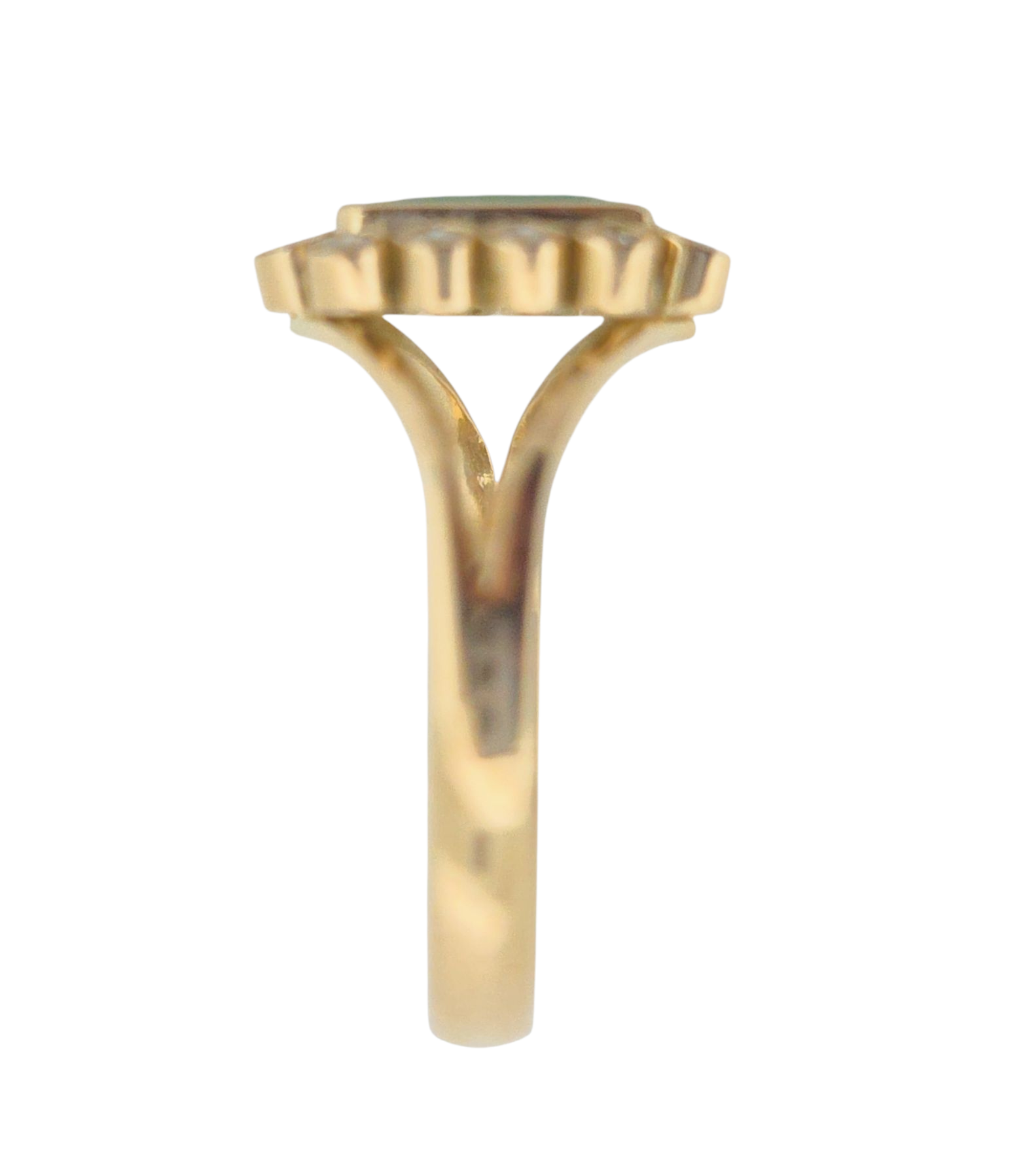 Anillo de oro amarillo 18K con Esmeralda rectangular y 14 diamantes - Imagen 5